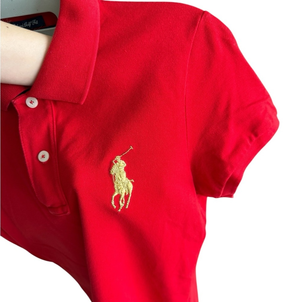 Polo by Ralph Lauren Big Pony Red and Gold Polo Shirt Classic Design - Picture 8 of 12
